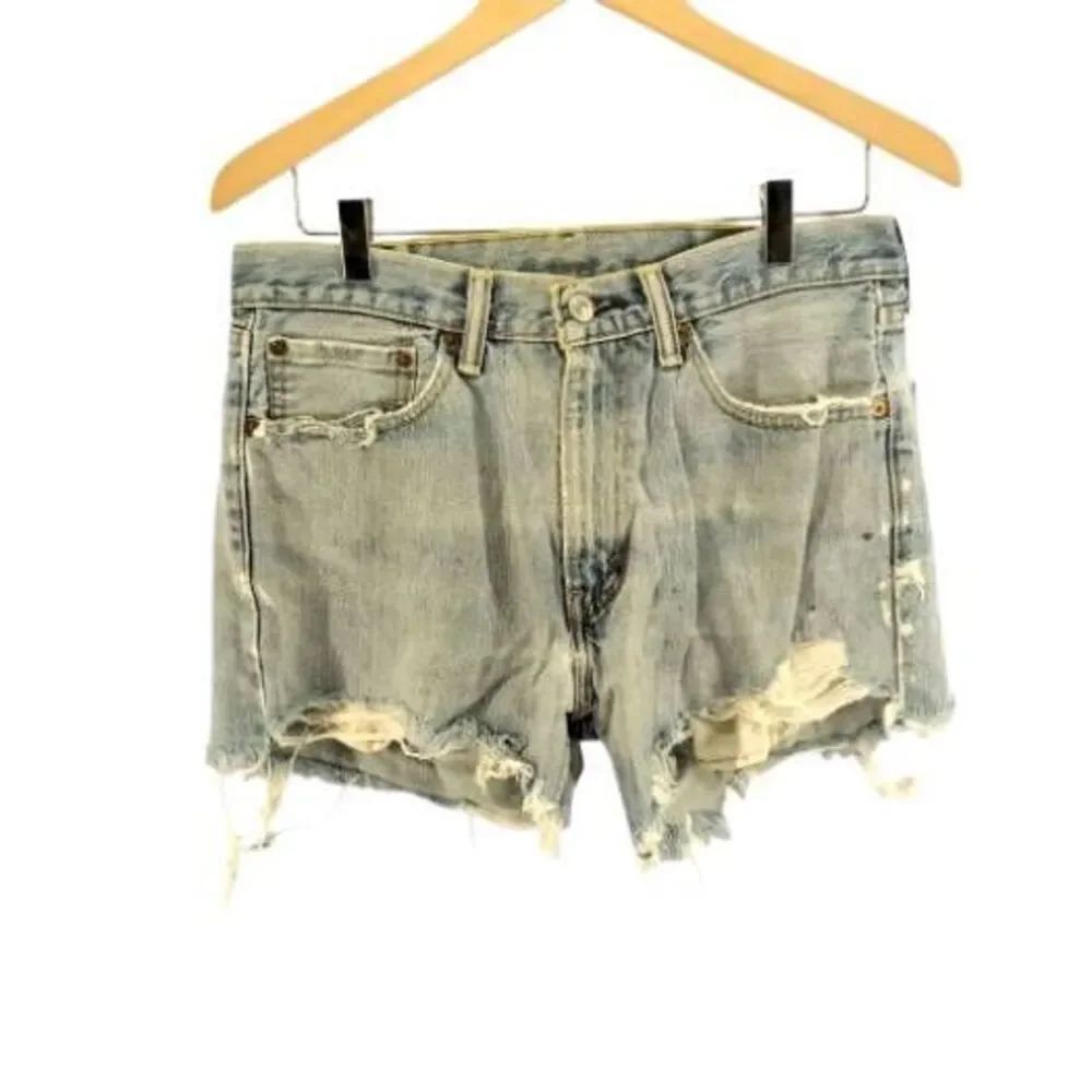 Vintage Levi's 501 Distressed Cut Off Denim Shorts Women's Size 32